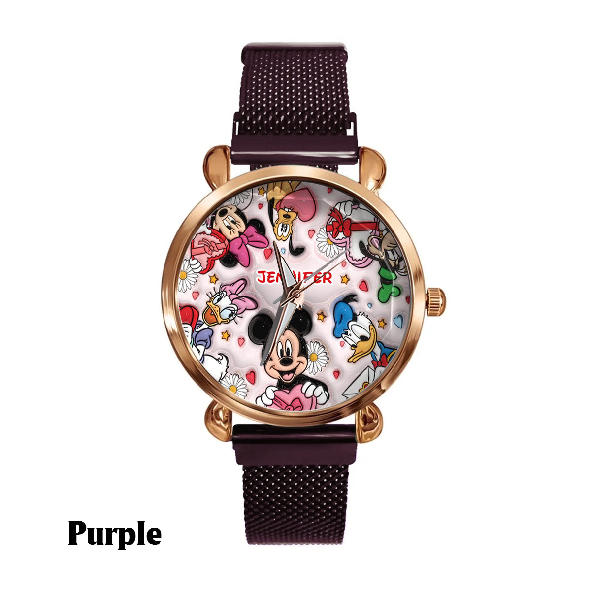 Fun-Loving Mouse, Duck, and Dog Character Design - Personalized Mouse Women Hand Watch