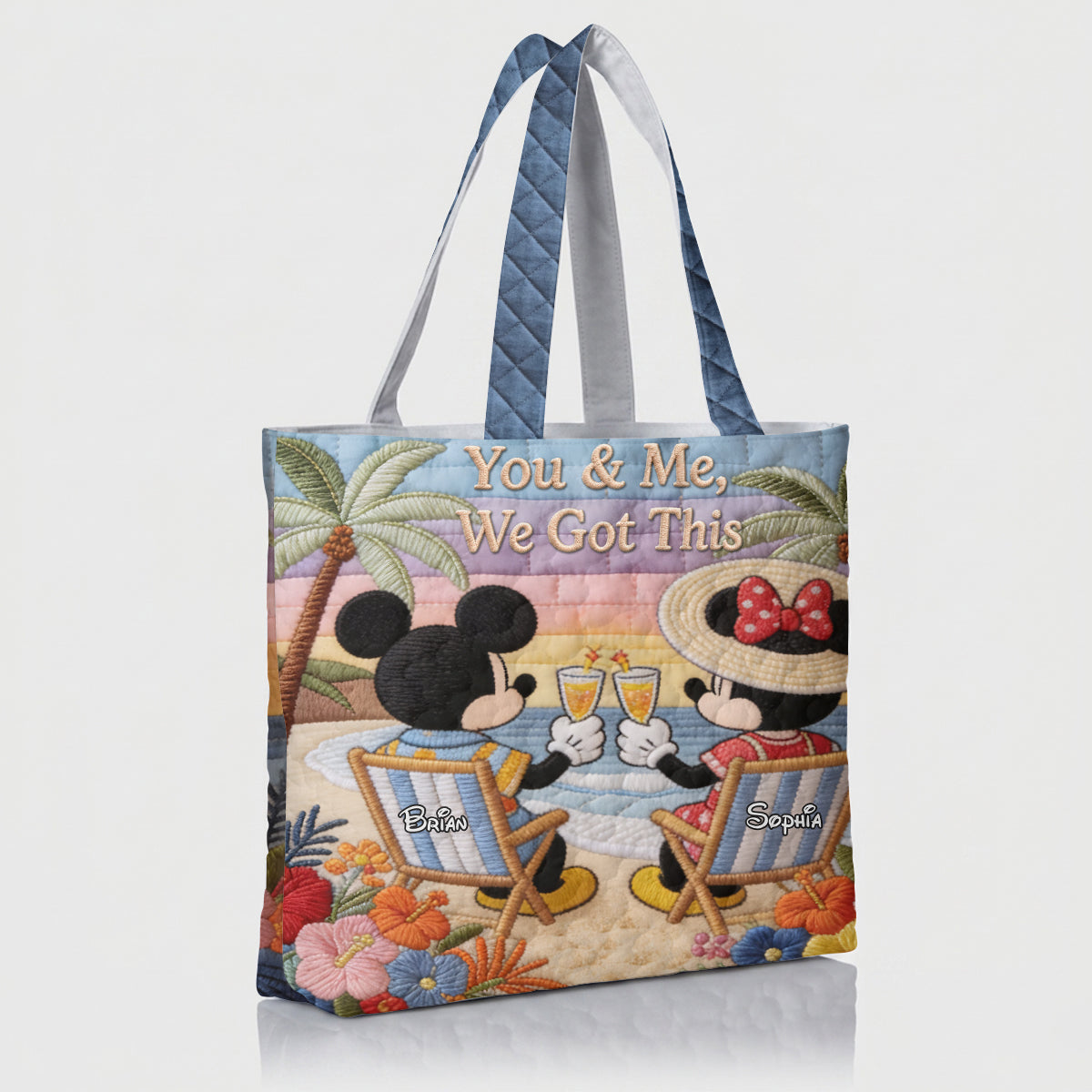 It's Beach Time - Personalized Mouse Quilted Tote Bag