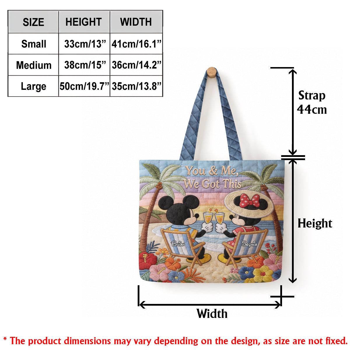 It's Beach Time - Personalized Mouse Quilted Tote Bag