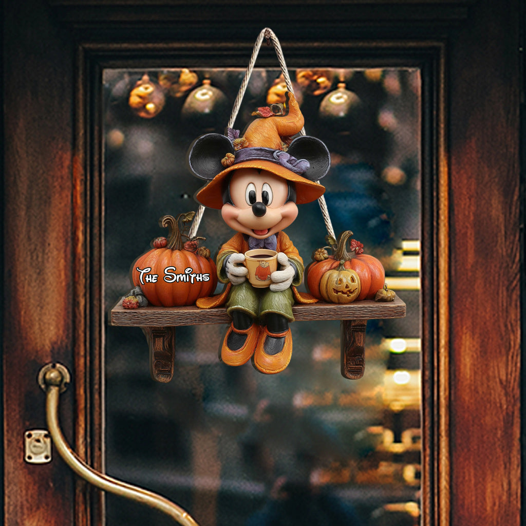 Hello Fall - Personalized Mouse Custom Shaped Wood Sign