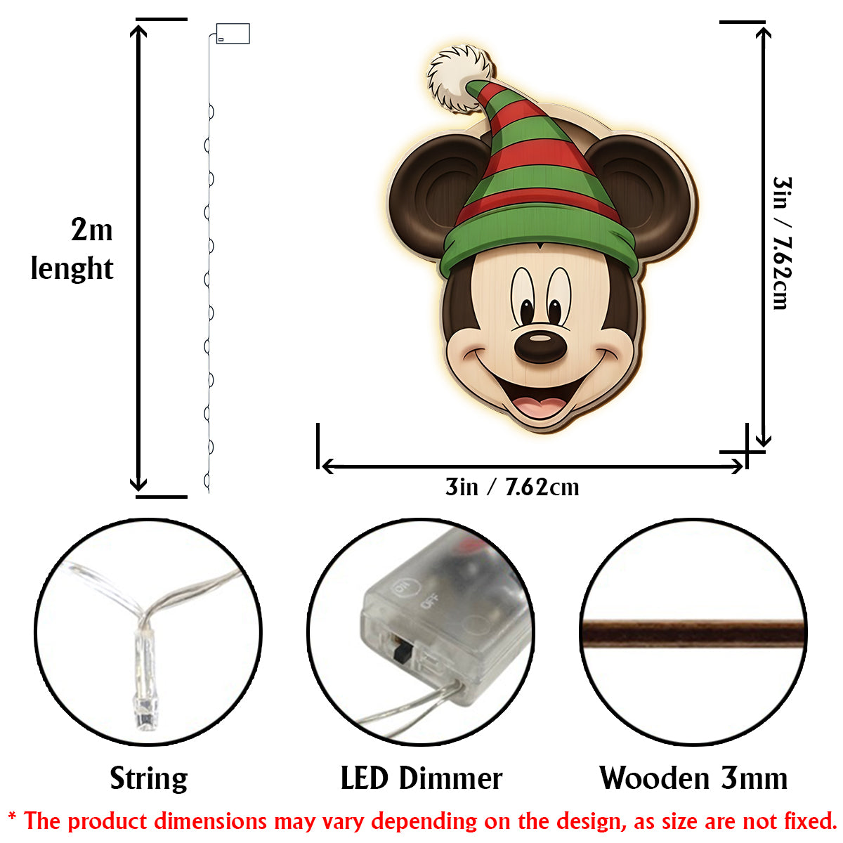 Merry Christmas - Personalized Mouse String Lights