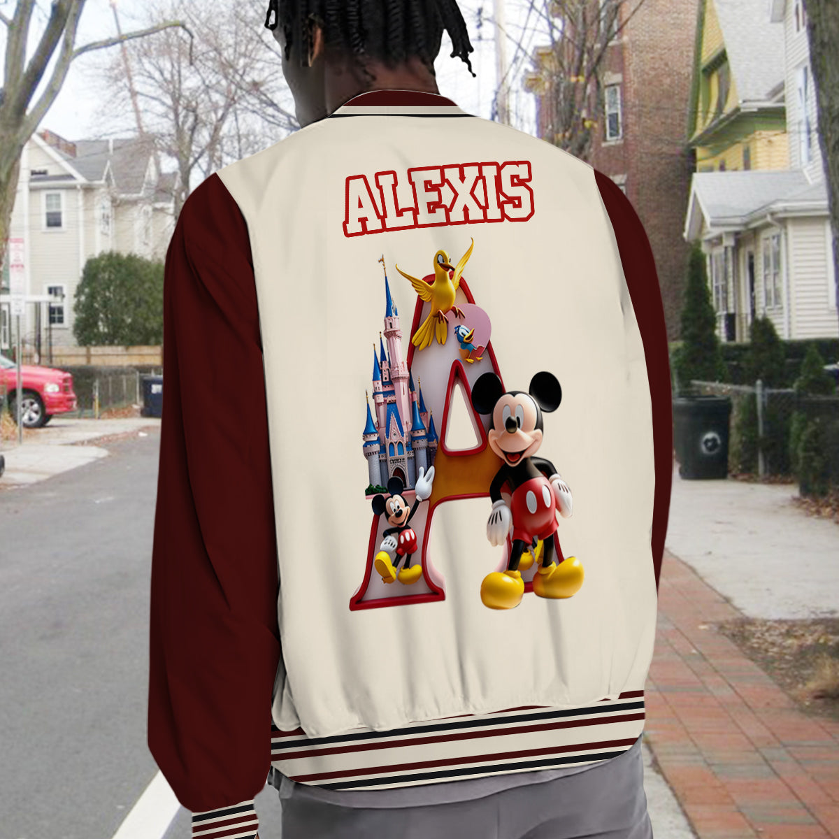 Custom Initial Magical World - Personalized Mouse Varsity Jacket