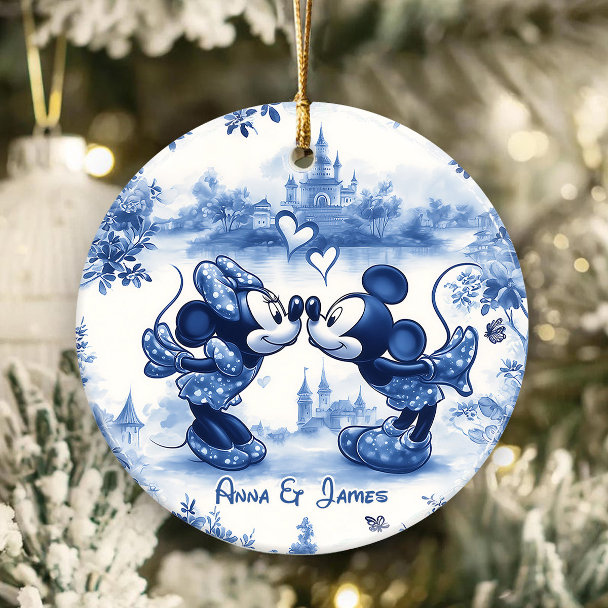 Magic Couple - Personalized Mouse Ceramic Circle Ornament