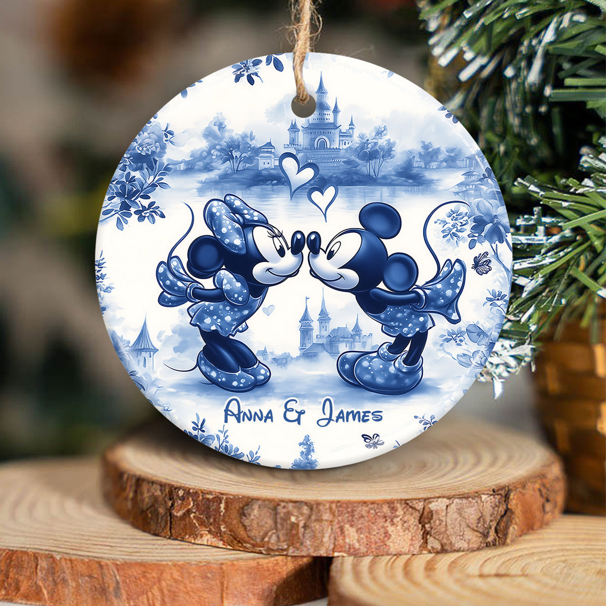 Magic Couple - Personalized Mouse Ceramic Circle Ornament