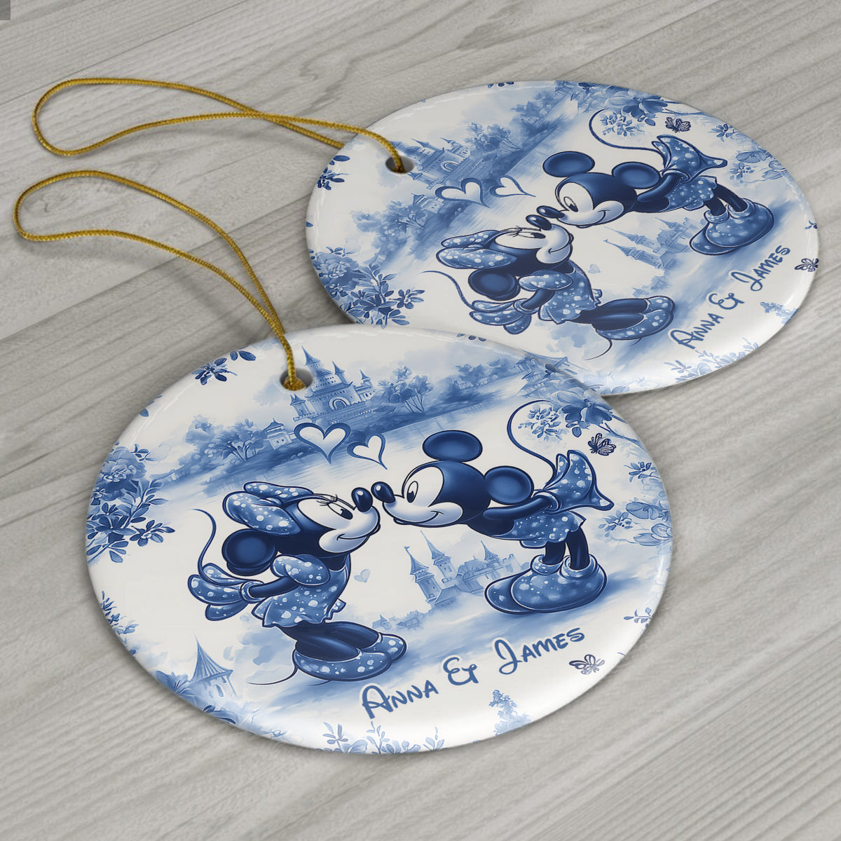 Magic Couple - Personalized Mouse Ceramic Circle Ornament
