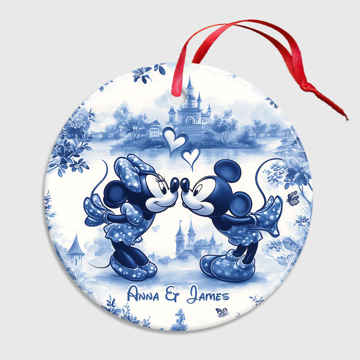 Magic Couple - Personalized Mouse Ceramic Circle Ornament