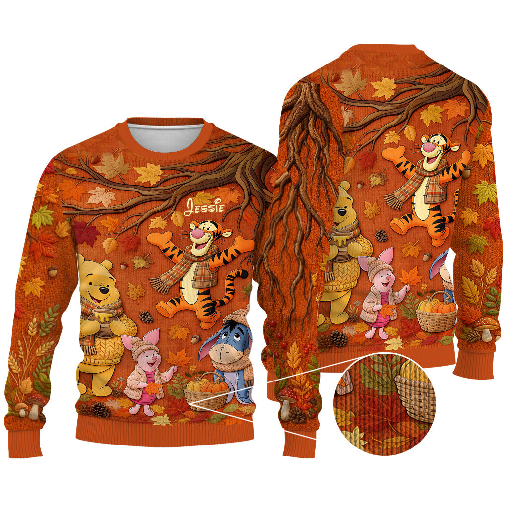 Autumn Vibe - Personalized Yellow Bear Ugly Sweater