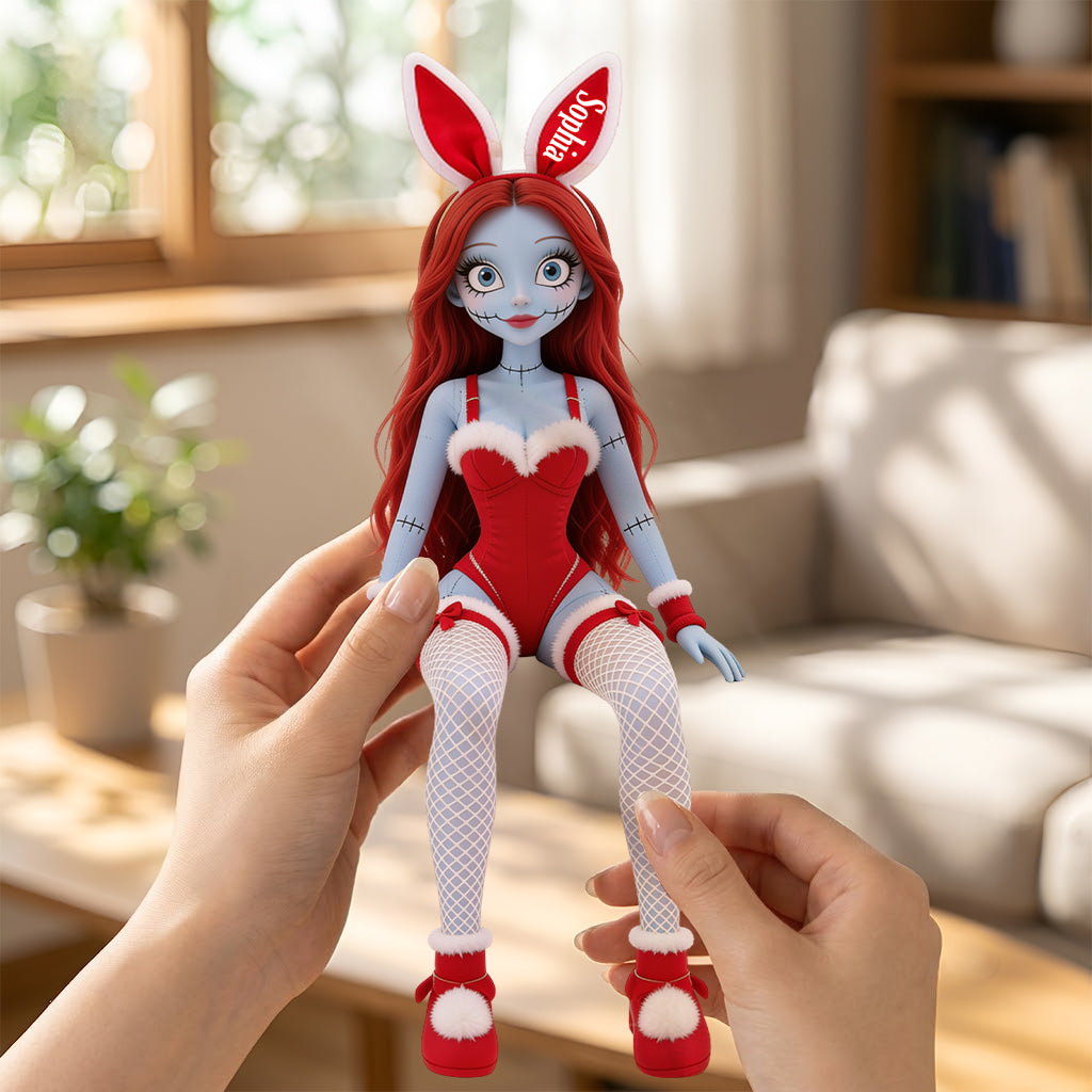 Naughty Christmas Skeleton Couple - Personalized Nightmare Posable Plush Doll