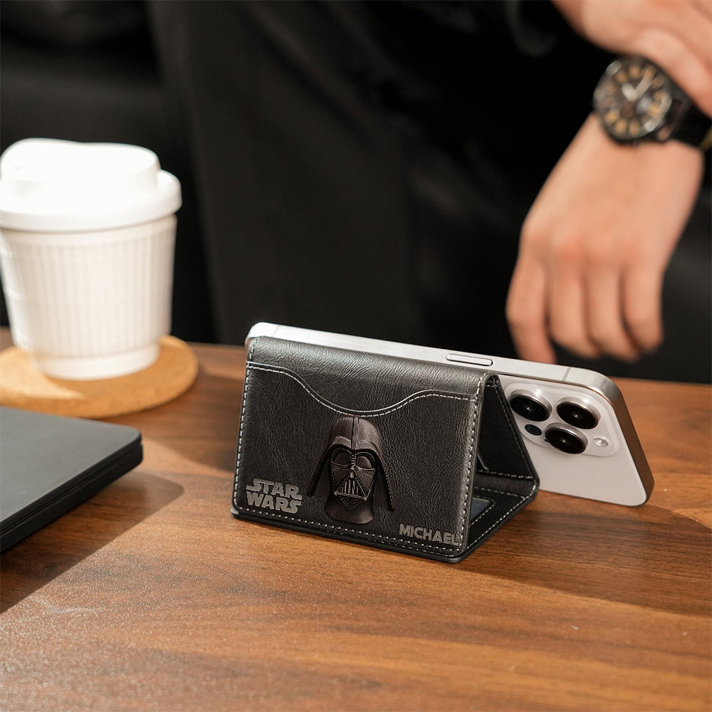 The Black Armored Commander Custom Name - Personalized The Force Magsafe Wallet
