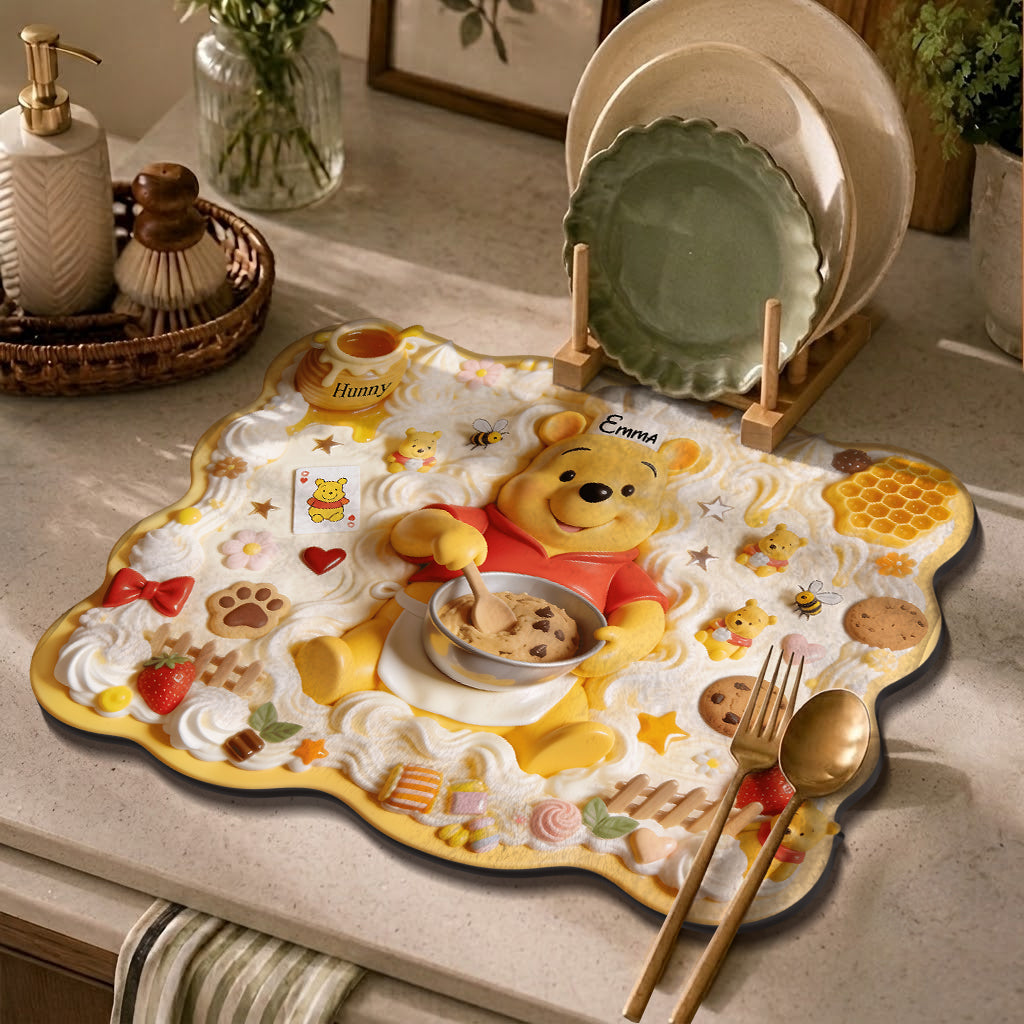 Sweet Bear Baking - Personalized Yellow Bear Drying Mat