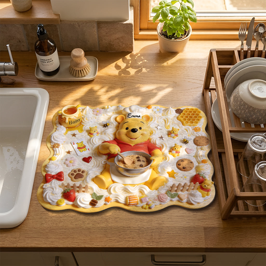 Sweet Bear Baking - Personalized Yellow Bear Drying Mat