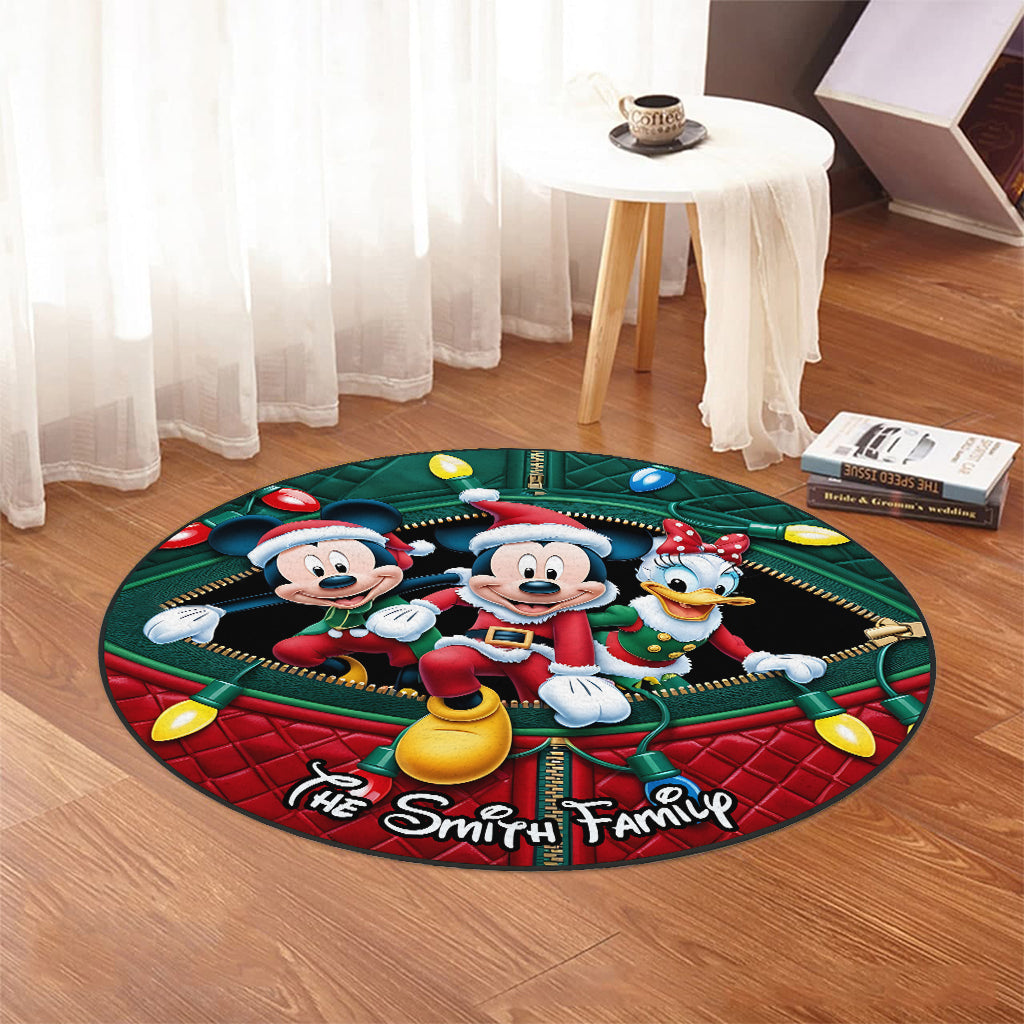 Merry Christmas - Personalized Mouse Round Rug