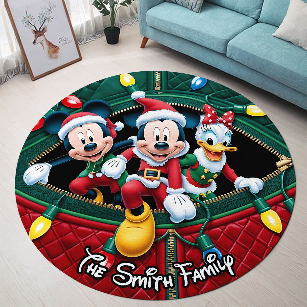 Merry Christmas - Personalized Mouse Round Rug