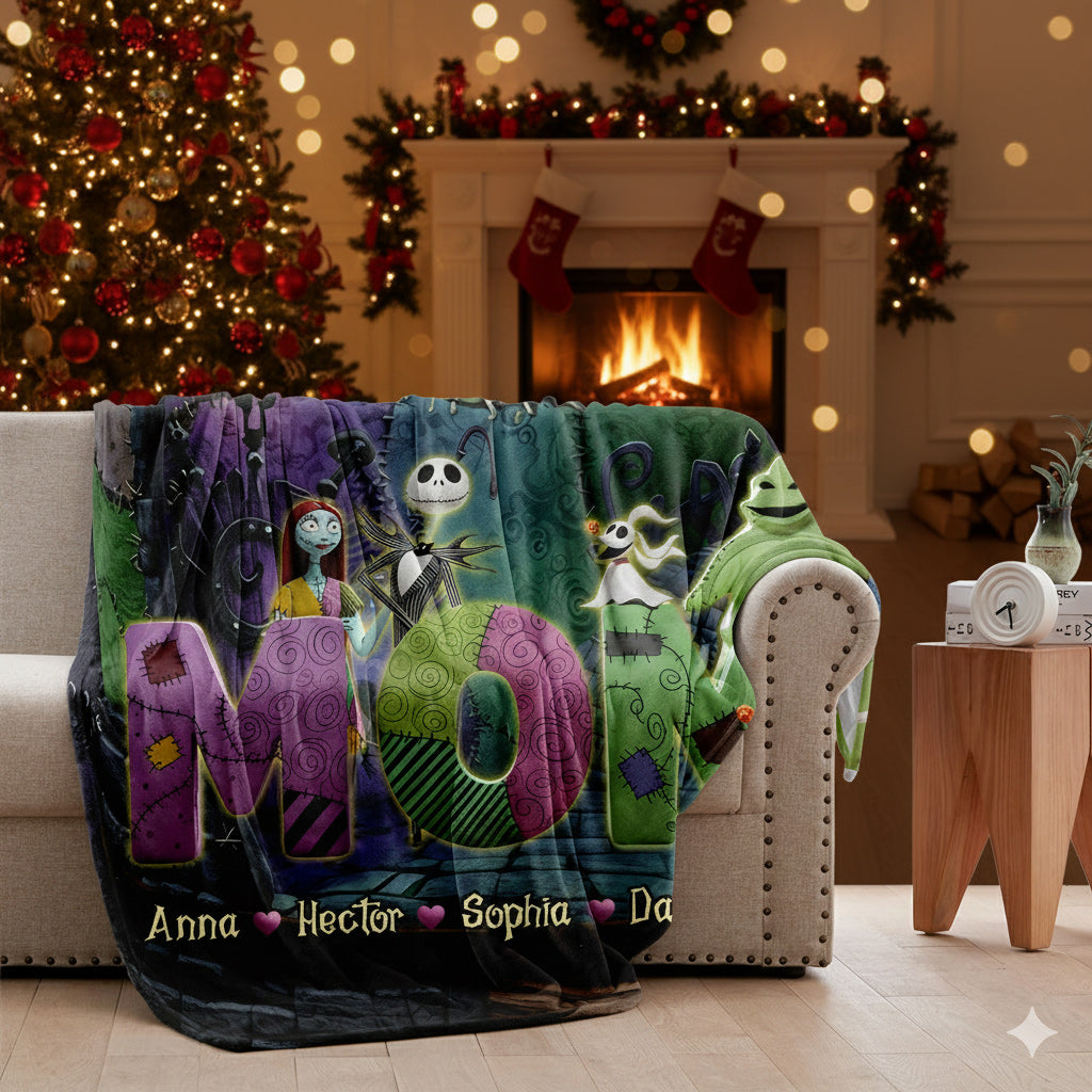 Nightmare Family Christmas Gift for Mom, Nana, Gigi - Personalized Blanket