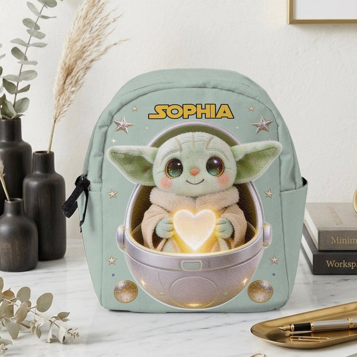 Baby In The Pod - Personalized The Force Changeable Leather Patch Backpack