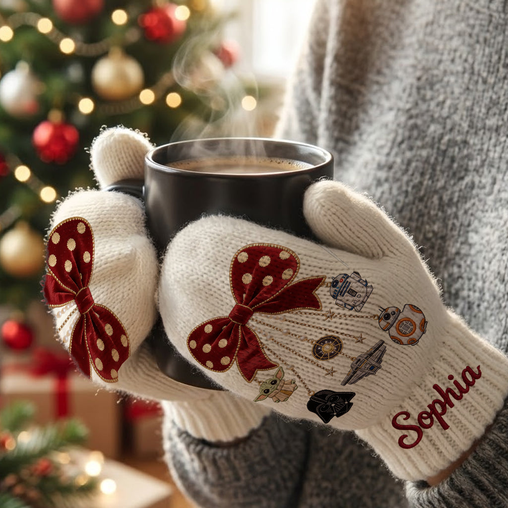 Merry Christmas - Personalized The Force Knitted Mittens