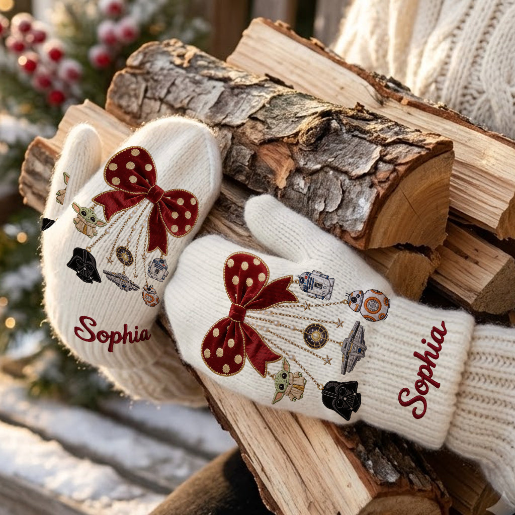 Merry Christmas - Personalized The Force Knitted Mittens
