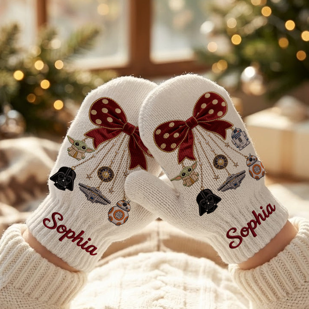 Merry Christmas - Personalized The Force Knitted Mittens