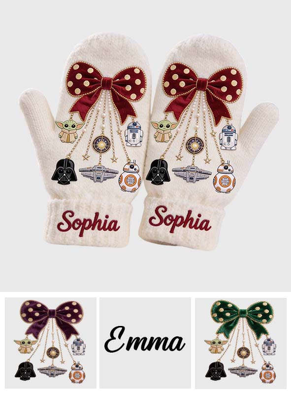 Merry Christmas - Personalized The Force Knitted Mittens