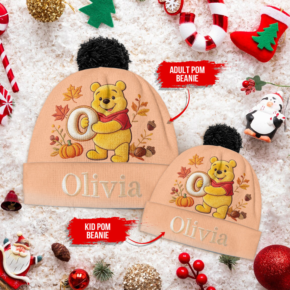 Fall Vibes - Personalized Yellow Bear Beanie Hat