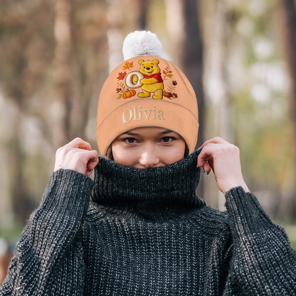 Fall Vibes - Personalized Yellow Bear Beanie Hat