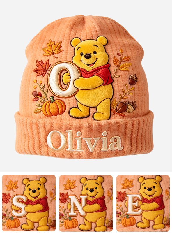 Fall Vibes - Personalized Yellow Bear Beanie Hat