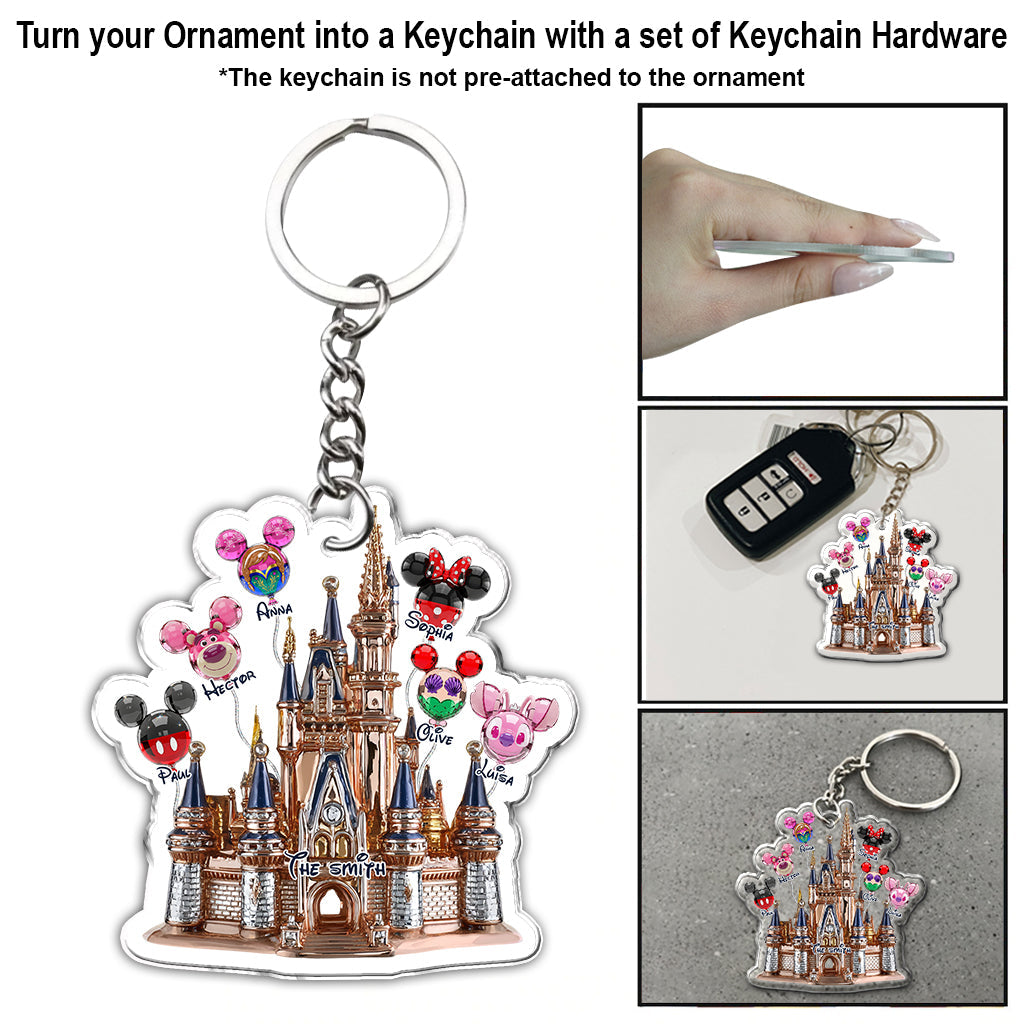 Magical Family Balloon Castle - Personalized Mouse Ornament