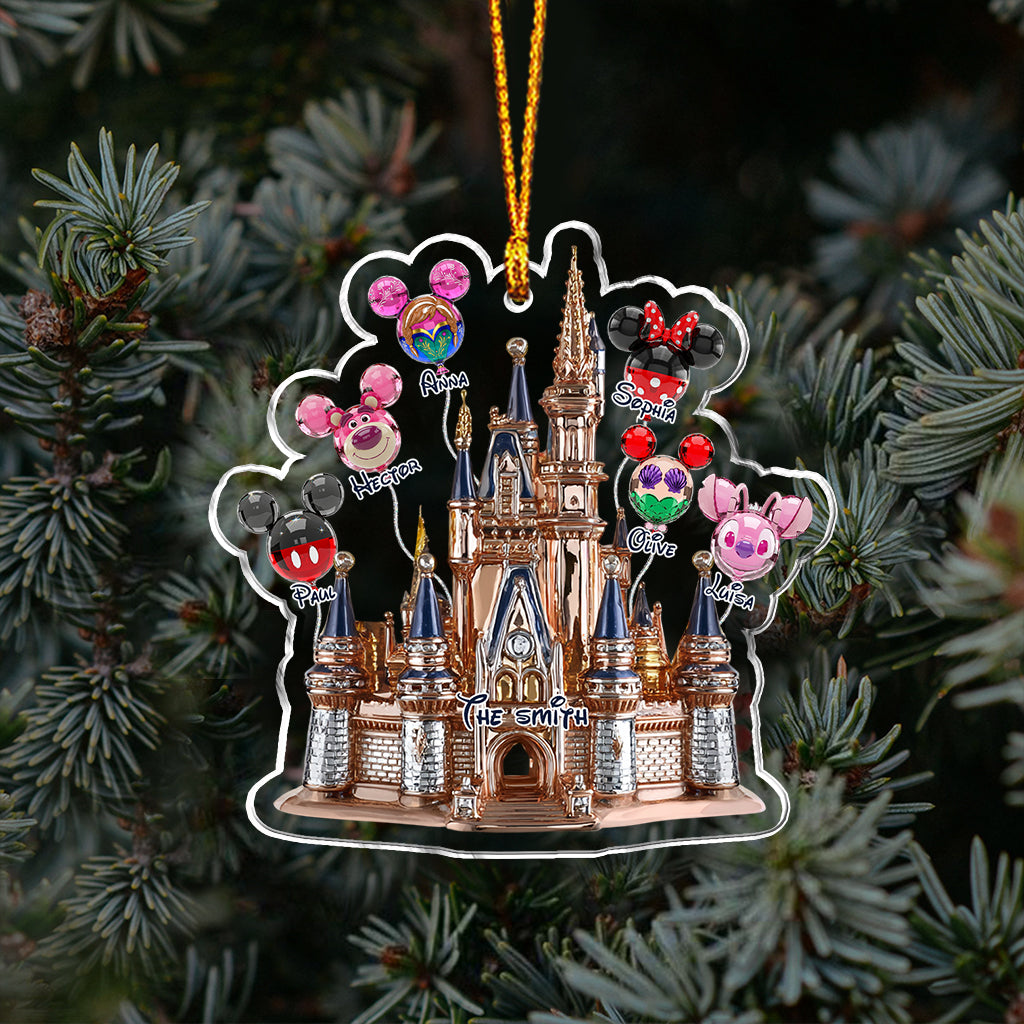 Magical Family Balloon Castle - Personalized Mouse Ornament