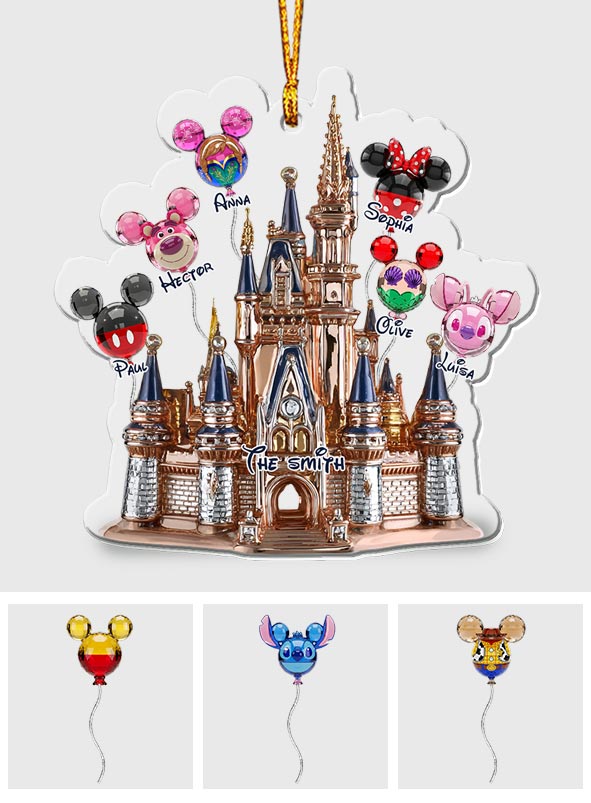 Magical Family Balloon Castle - Personalized Mouse Ornament