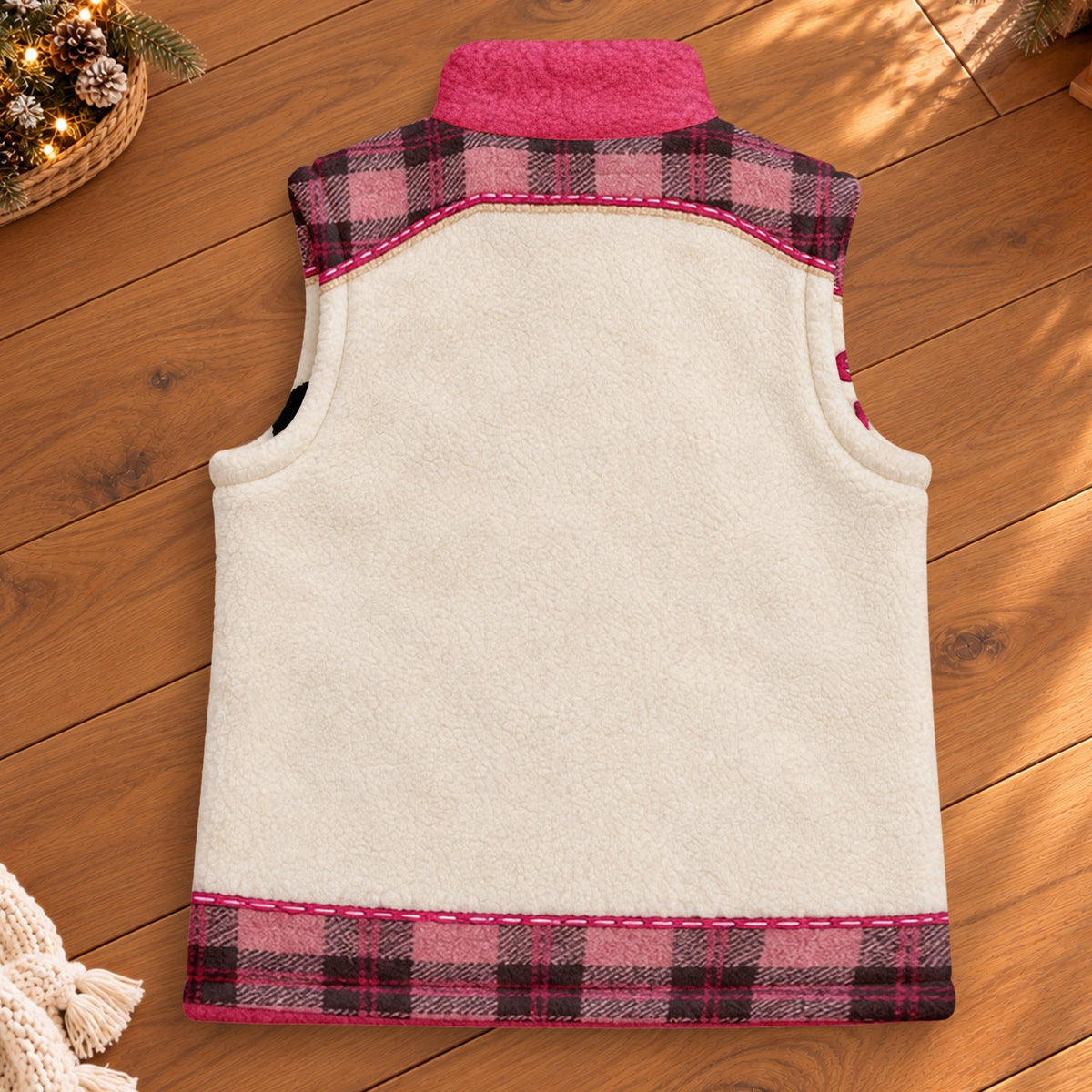 In October We Wear Pink - Personalized Breast Cancer Awareness Flannel Fleece Vest