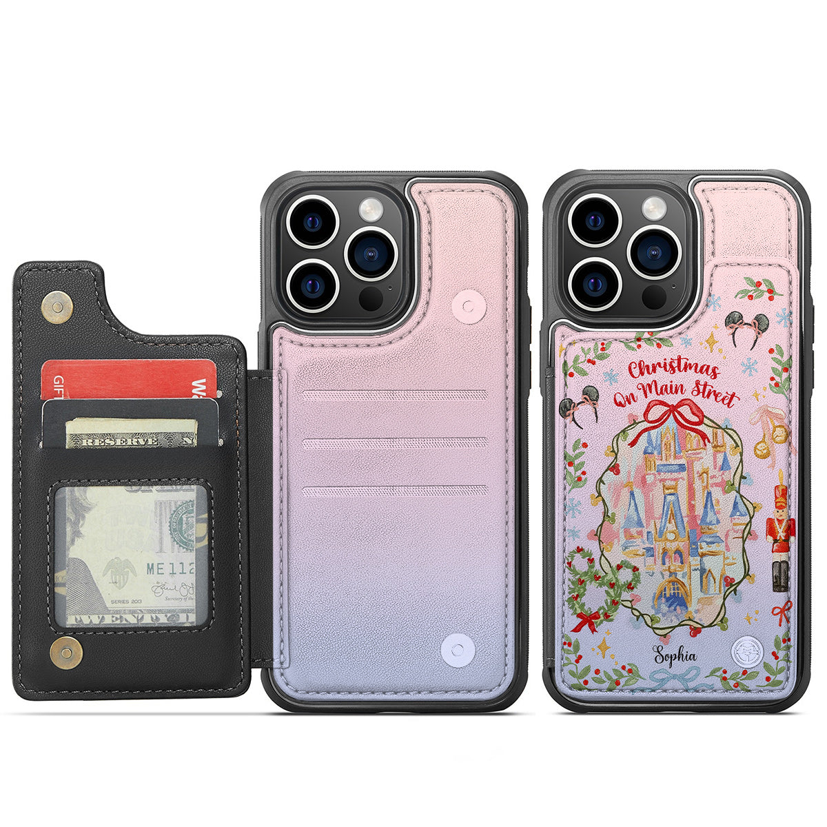 Magical Christmas - Personalized Mouse Fully Printed Wallet Phone Case