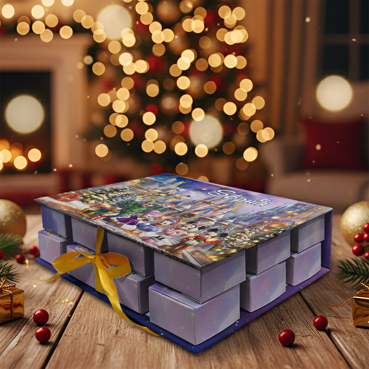 Magical Friends Christmas Countdown - Personalized Mouse Folded Advent Calendar With Ornaments