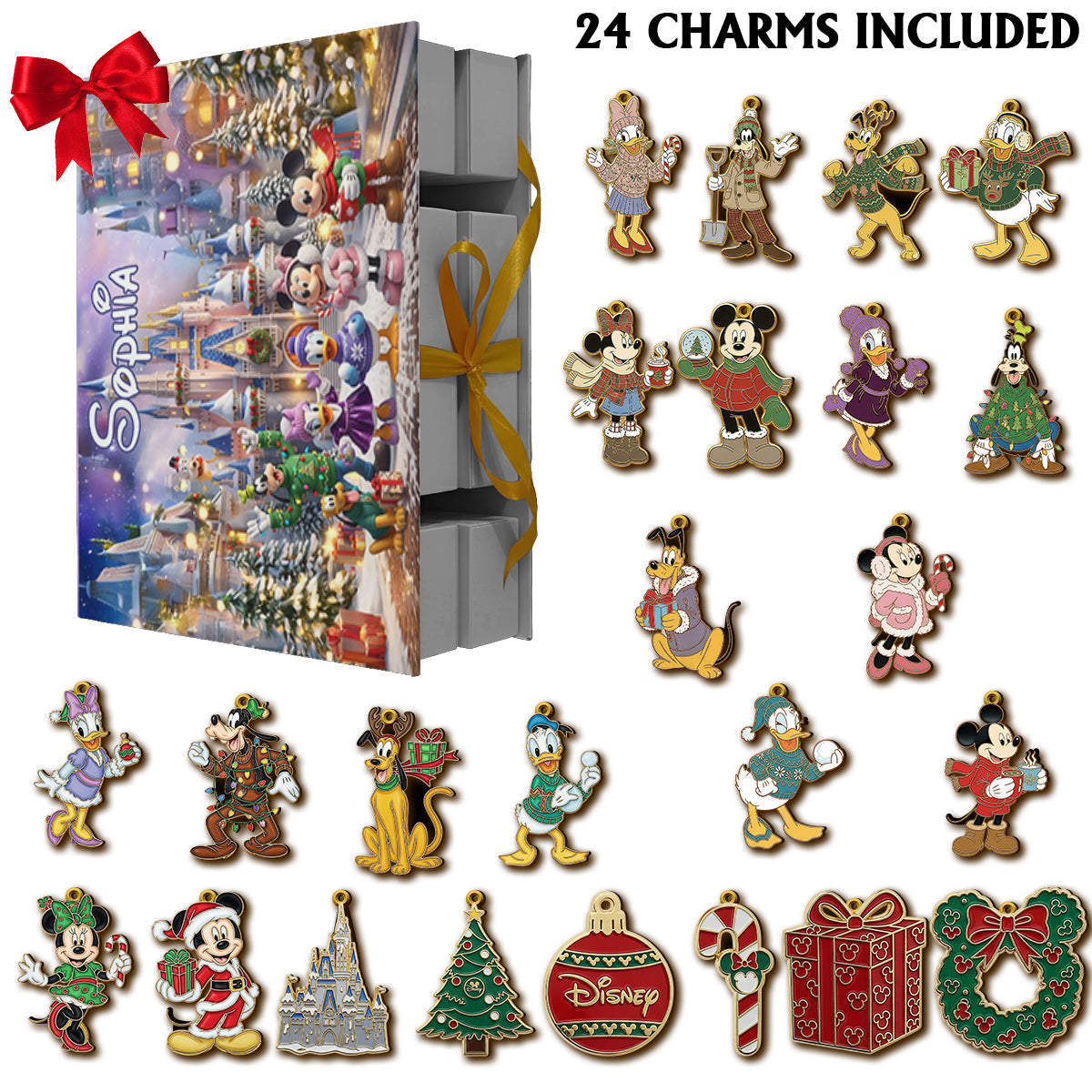 Magical Friends Christmas Countdown - Personalized Mouse Folded Advent Calendar With Ornaments