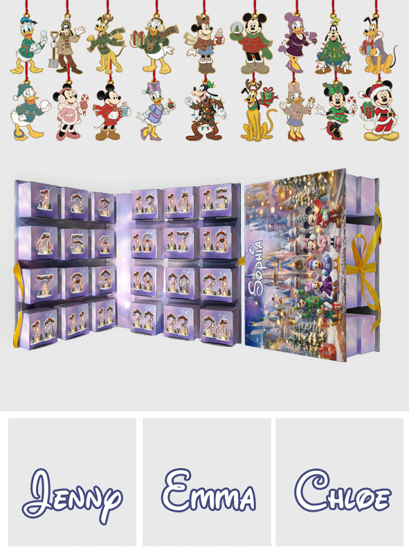 Magical Friends Christmas Countdown - Personalized Mouse Folded Advent Calendar With Ornaments