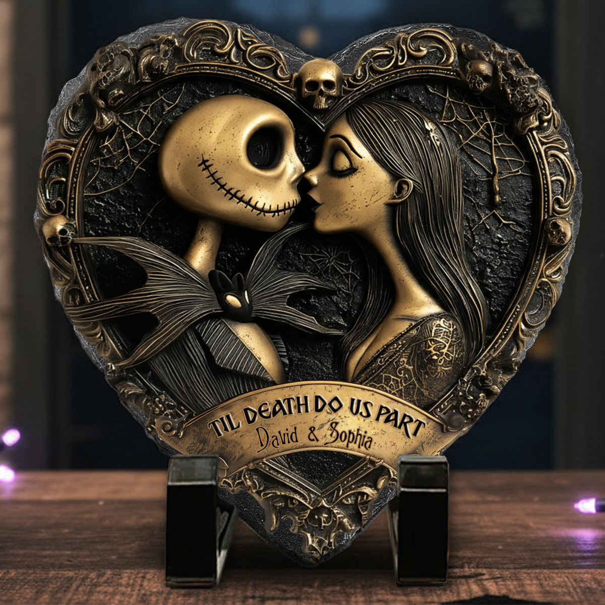 Til Death Do Us Part - Personalized Nightmare Heart Shaped Stone