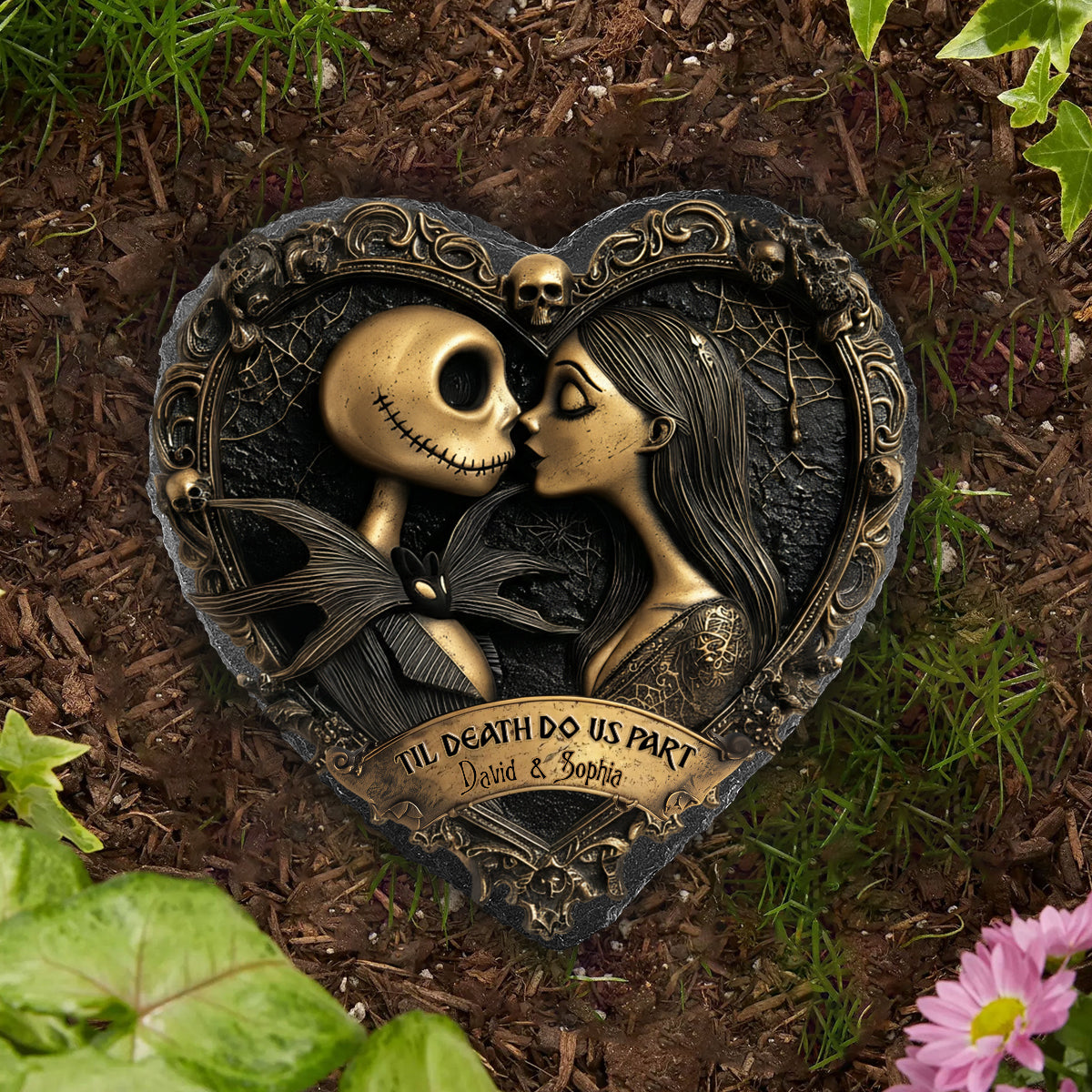 Til Death Do Us Part - Personalized Nightmare Heart Shaped Stone