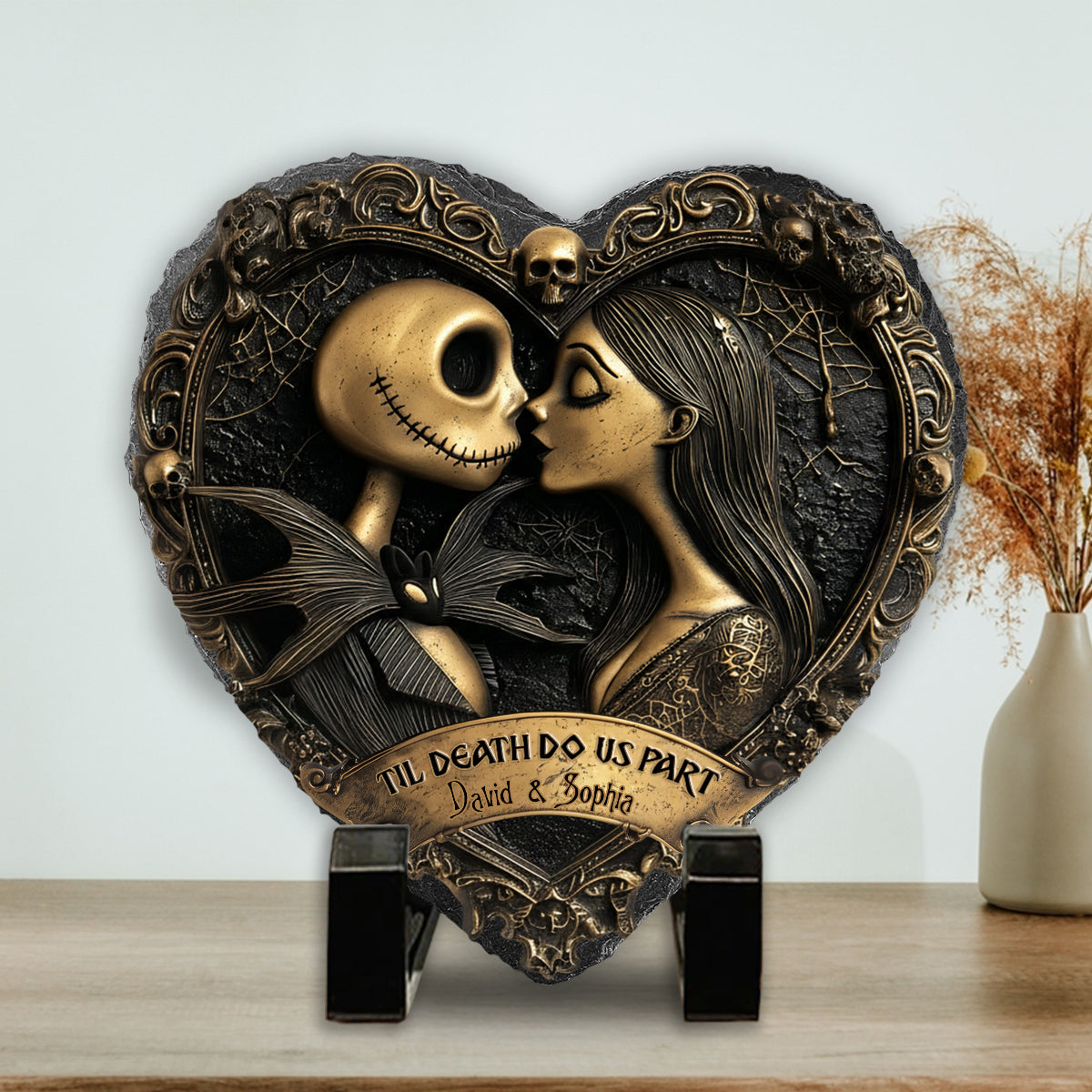 Til Death Do Us Part - Personalized Nightmare Heart Shaped Stone