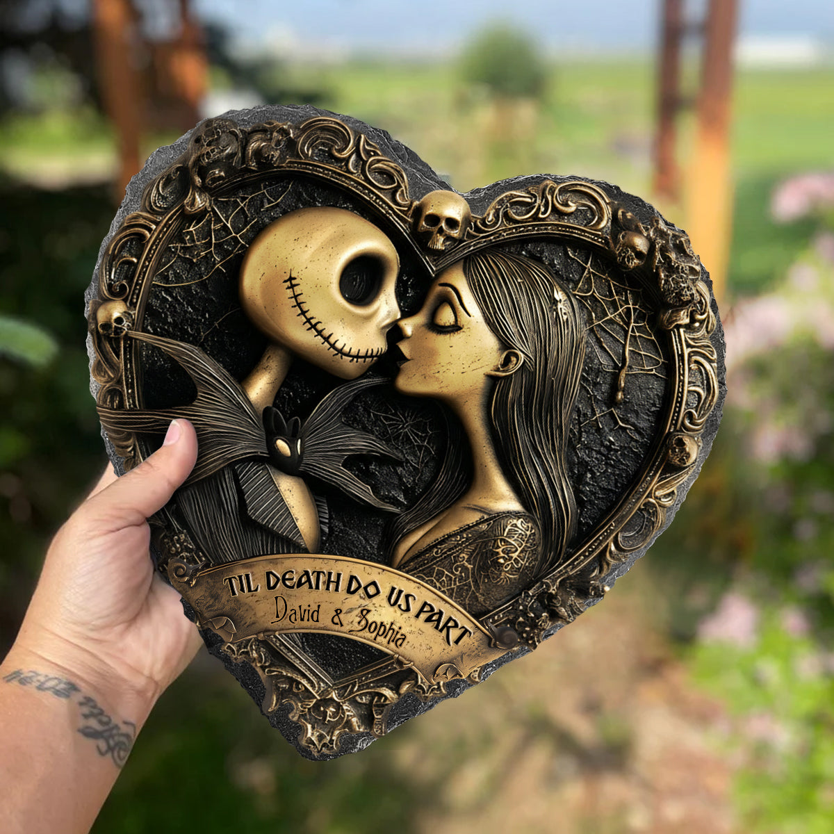 Til Death Do Us Part - Personalized Nightmare Heart Shaped Stone