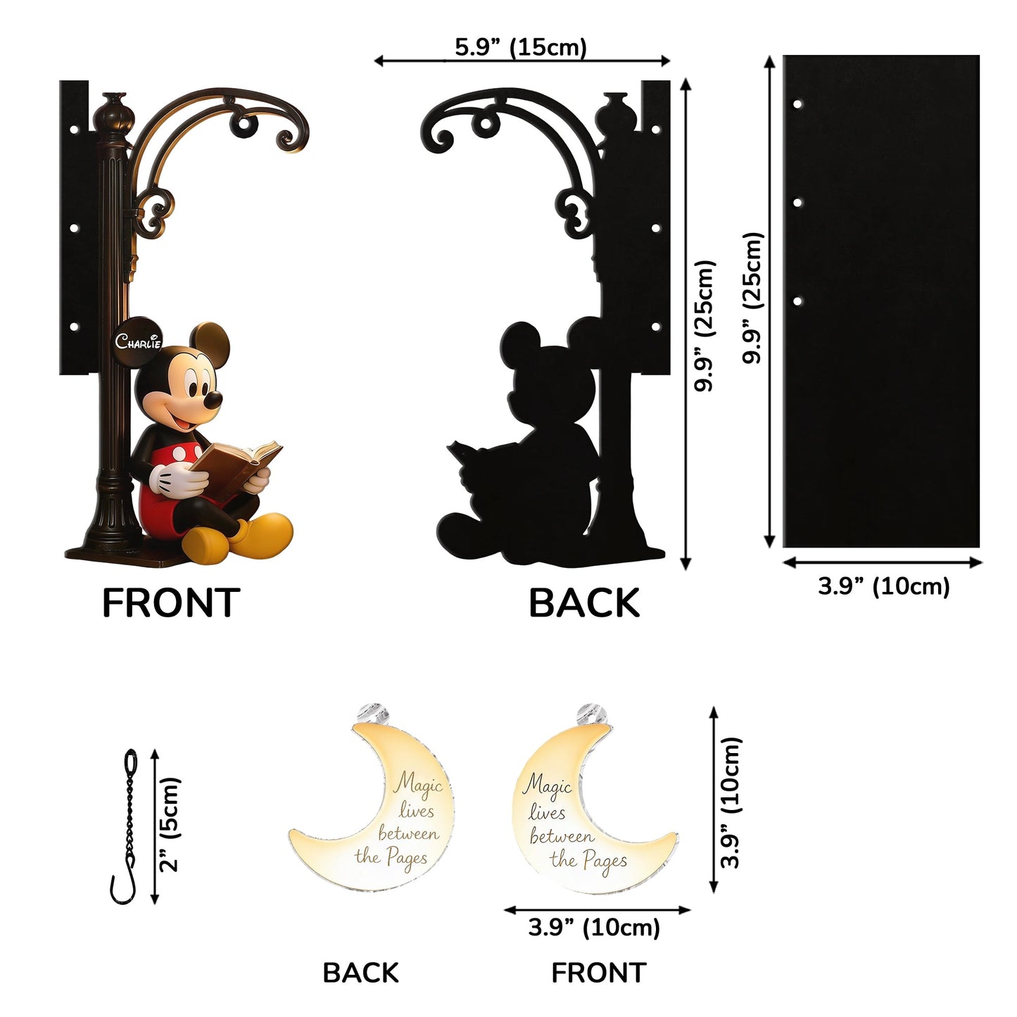 Magic Lives Between The Pages - Personalized Mouse Bookshelf Lamp