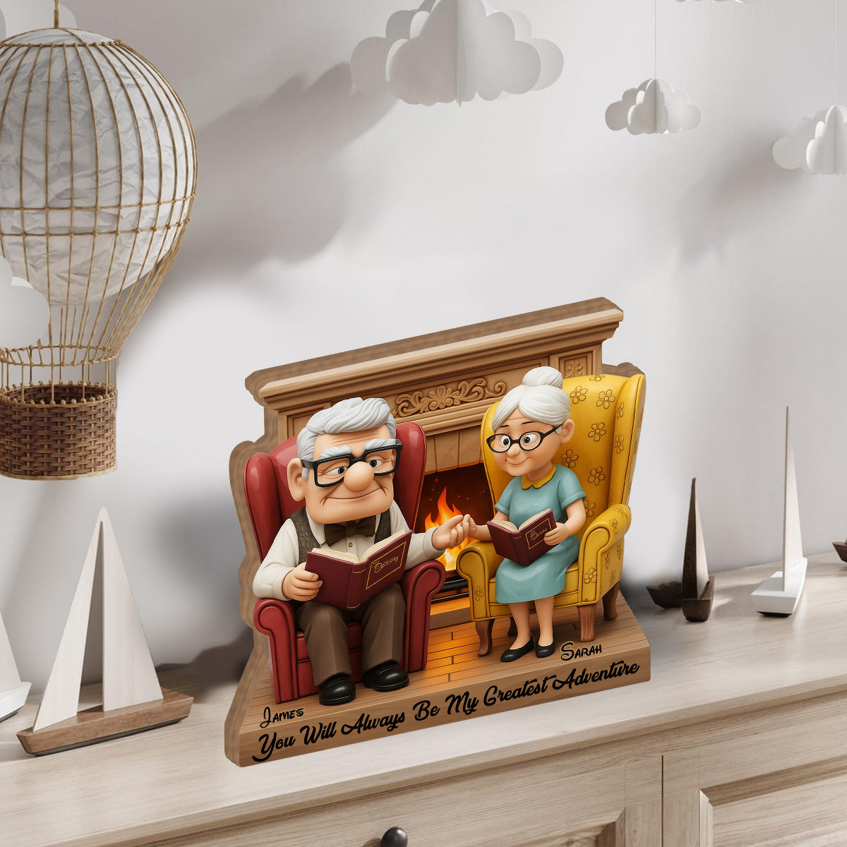 My Greatest Adventure - Personalized Couple Custom Shaped Wood Plaque