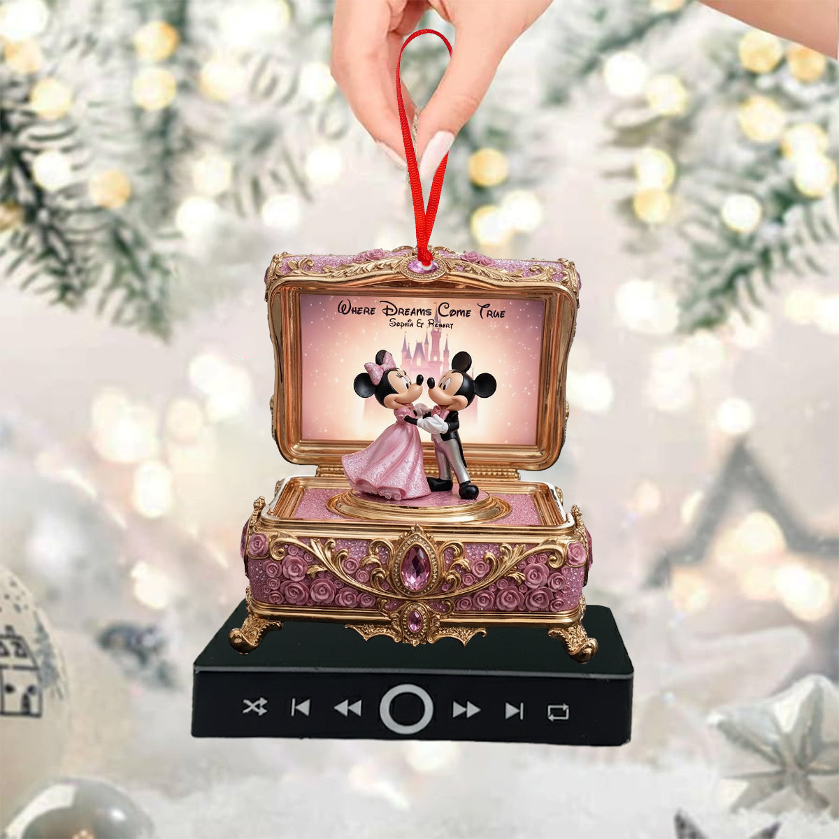 Where Dreams Come True - Personalized Mouse Music Ornament