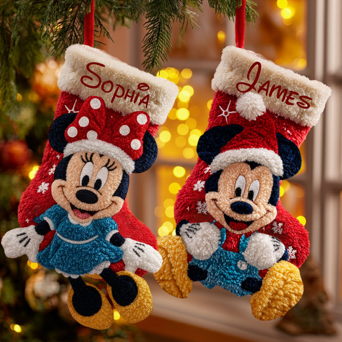 Magical Friends Perfect for Holiday Decorations - Personalized Mouse Shaped Christmas Stocking