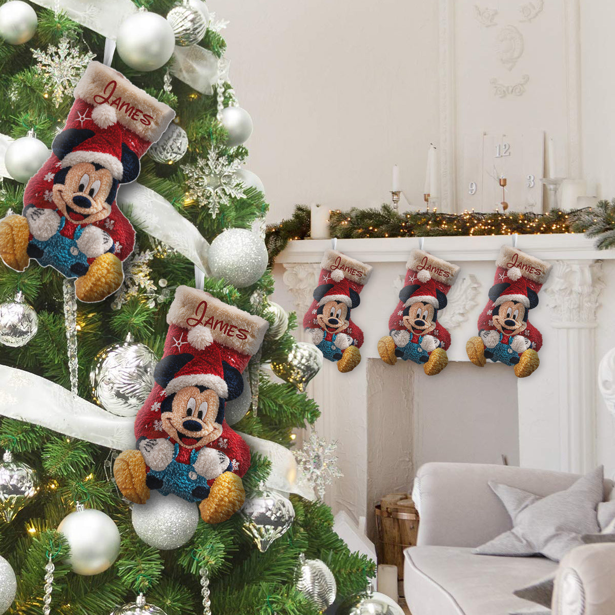 Magical Friends Perfect for Holiday Decorations - Personalized Mouse Shaped Christmas Stocking