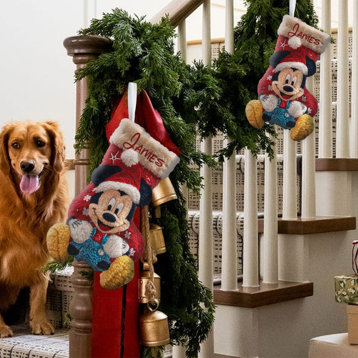 Magical Friends Perfect for Holiday Decorations - Personalized Mouse Shaped Christmas Stocking