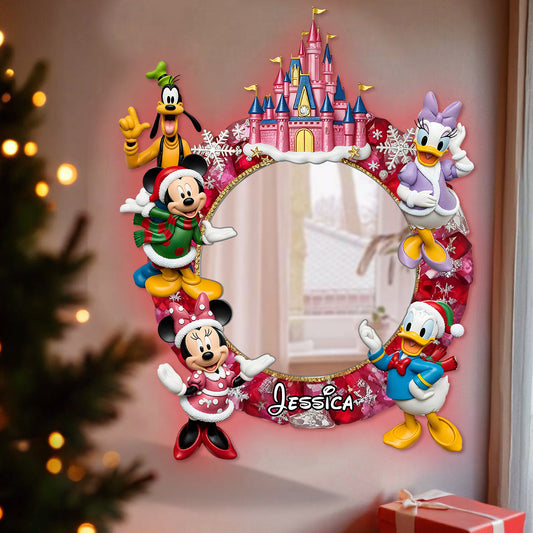Very Merry Christmas - Personalized Mouse Wall Mirror With LED Light