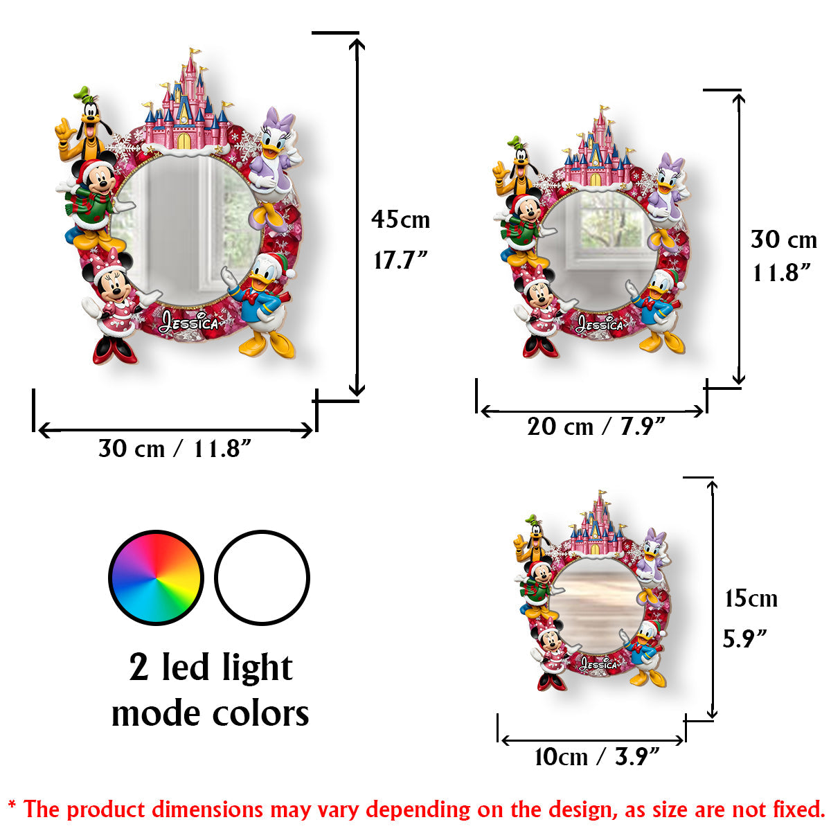 Very Merry Christmas - Personalized Mouse Wall Mirror With LED Light
