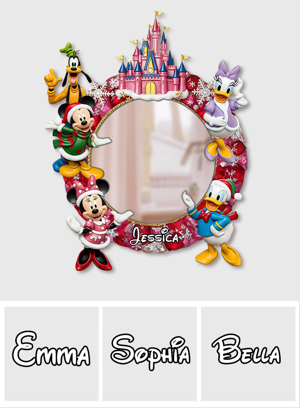 Very Merry Christmas - Personalized Mouse Wall Mirror With LED Light