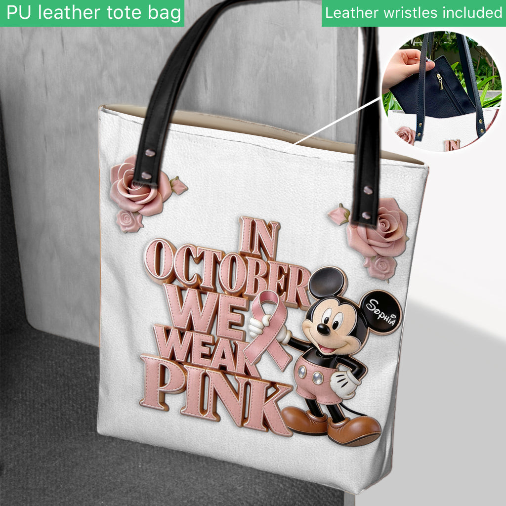 In October We Wear Pink - Personalized Breast Cancer Awareness Tote Bag