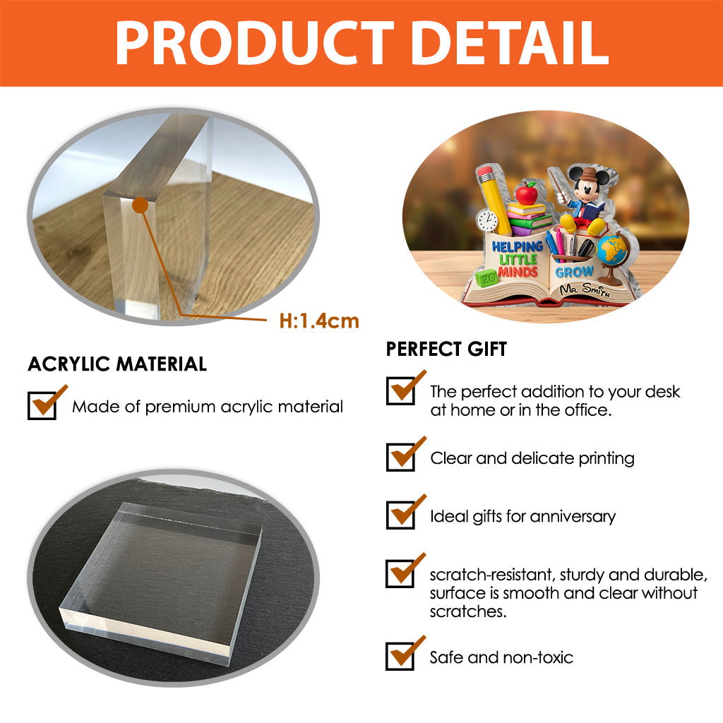 Helping Little Minds Grow - Personalized Mouse Custom Shaped Acrylic Plaque