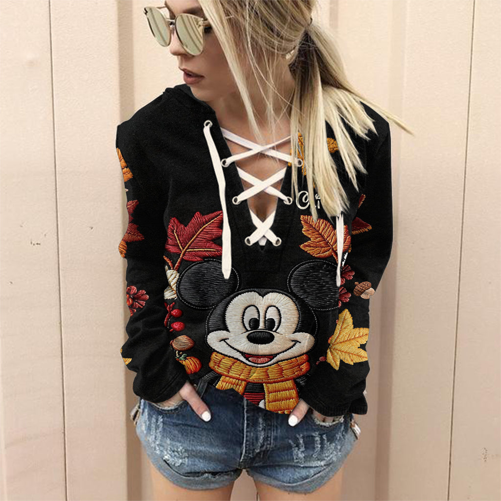 Fall Vibes - Personalized Mouse Off Shoulder Long Sleeve Dress
